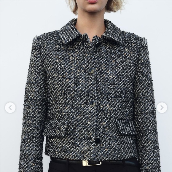 New ZARA Sequined Tweed Jacket - Picture 5 of 13